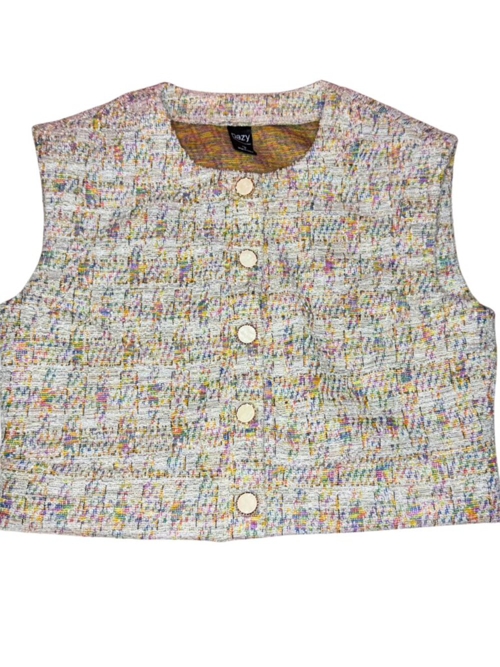 Dazy Multicolor Cropped Tweed Button-down Vest Size S